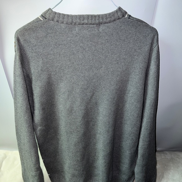 OSCAR DE LA RENTA designer Men’s Gray Striped Cotton Sweater size Large - Picture 4 of 4